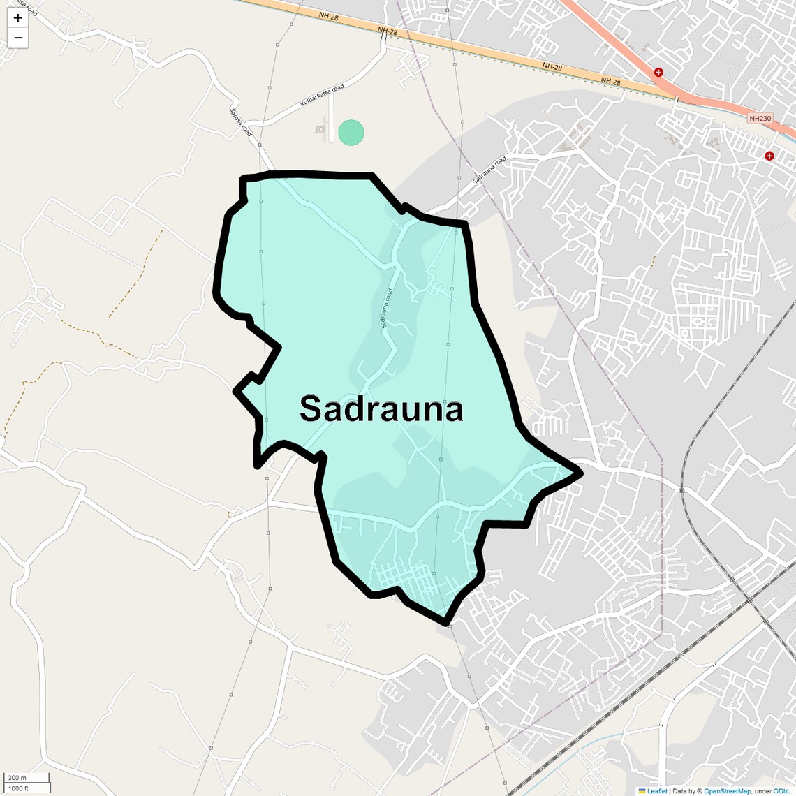 Location Map of Sadrauna, Lucknow