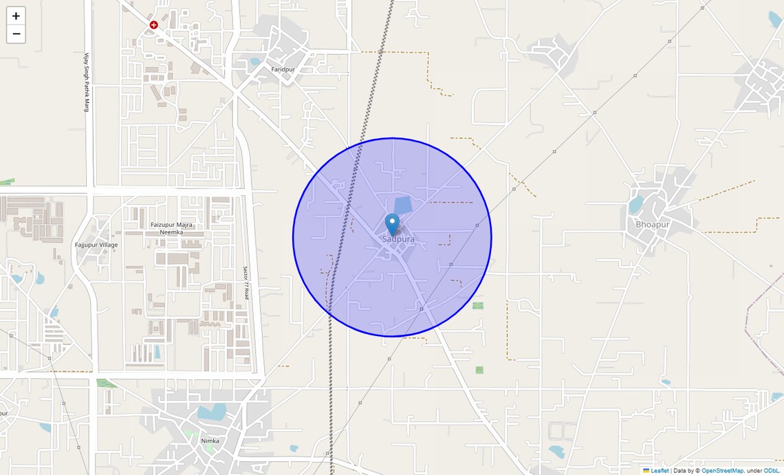 Location Map of Sadupura Village, Faridabad