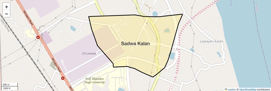 Location Map of Sadwa Kalan, Allahabad