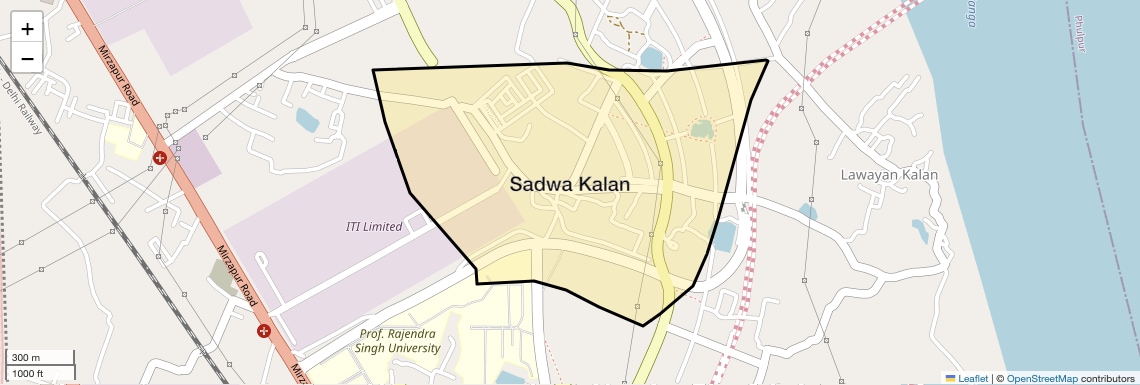 Location Map of Sadwa Kalan, Allahabad