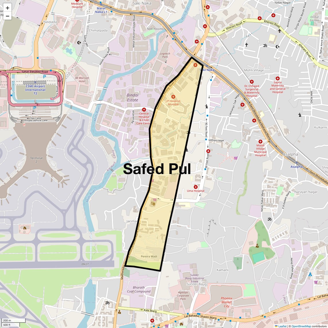 Location Map of Safed Pul, Mumbai