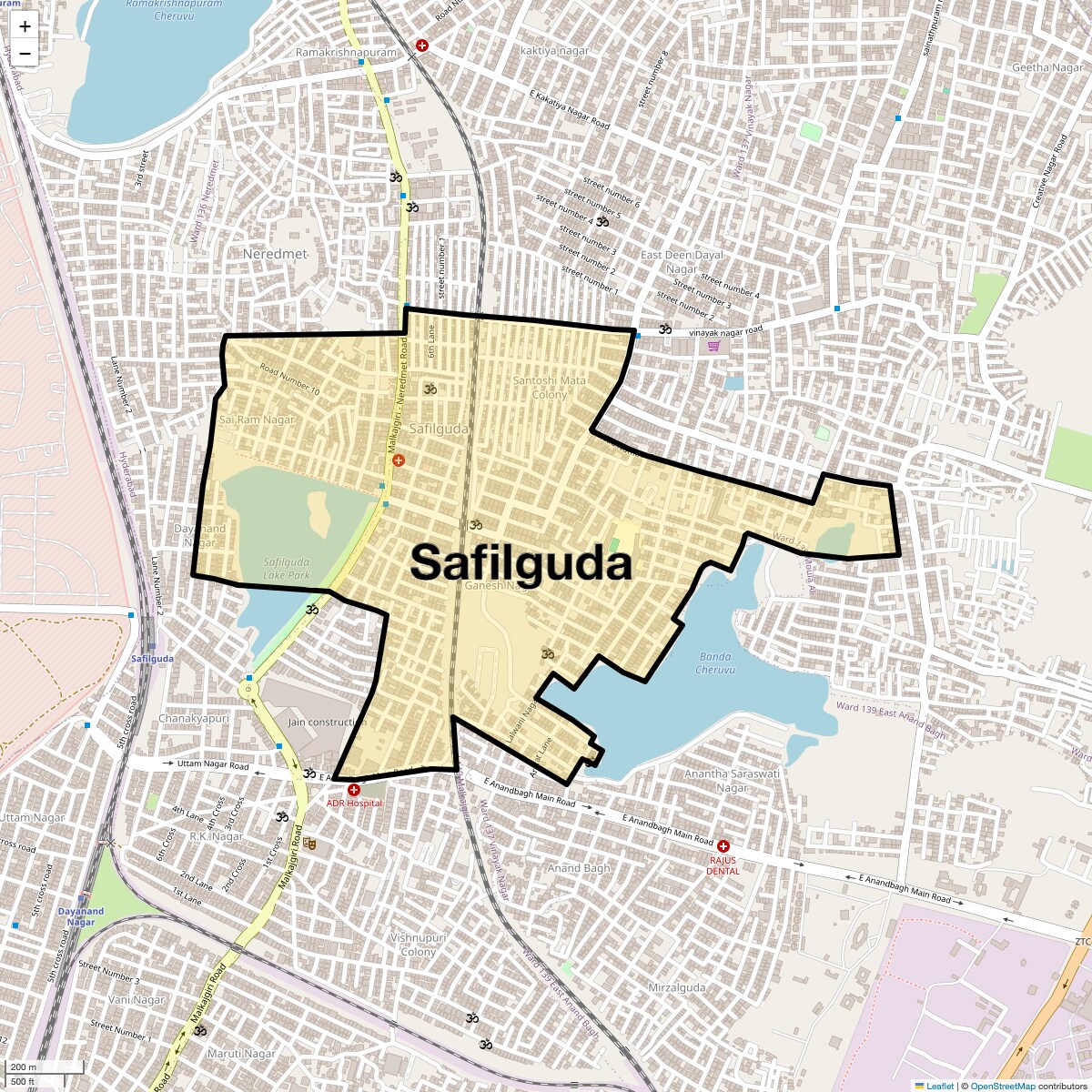 Location Map of Safilguda, Hyderabad