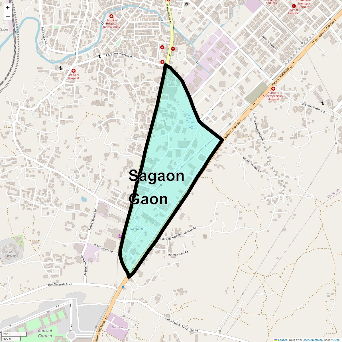 Location Map of Sagaon Gaon, Thane