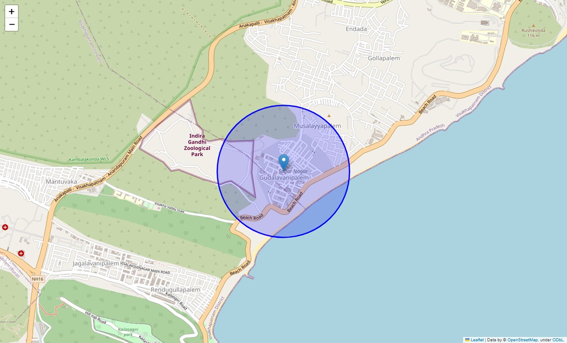 Location Map of Sagar Nagar, Vizag