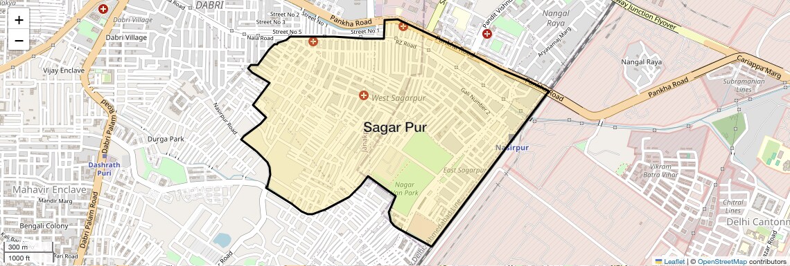Location Map of Sagar Pur, Delhi