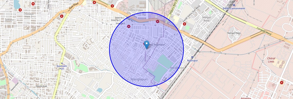 Location Map of Sagar Pur, Delhi