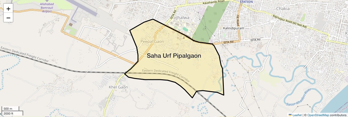 Location Map of Saha Urf Pipalgaon, Allahabad