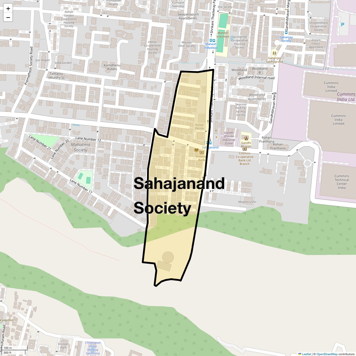 Location Map of Sahajanand Society, Pune
