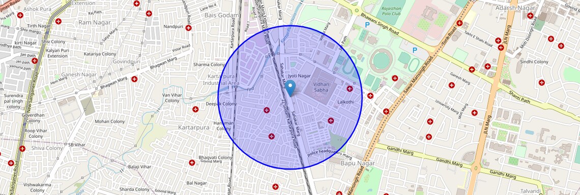 Location Map of Sahakar Marg, Jaipur