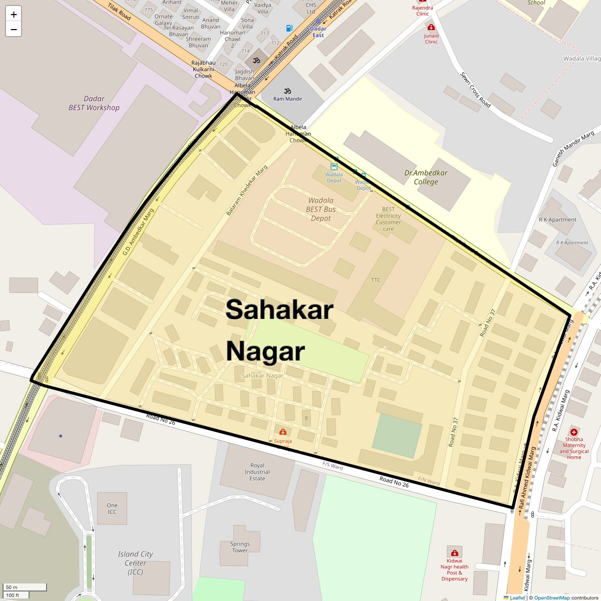 Location Map of Sahakar Nagar, Mumbai