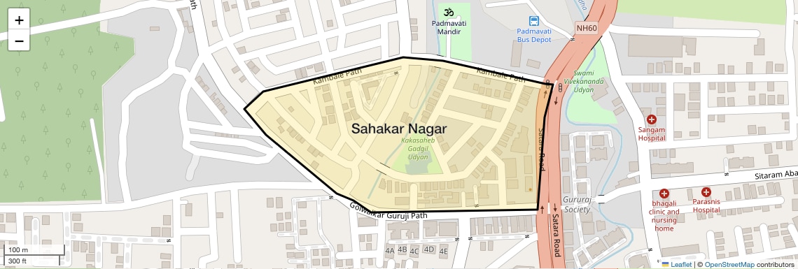 Location Map of Sahakar Nagar, Pune