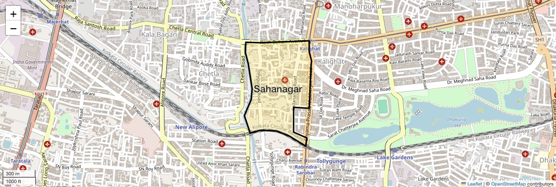 Location Map of Sahanagar, Kolkata