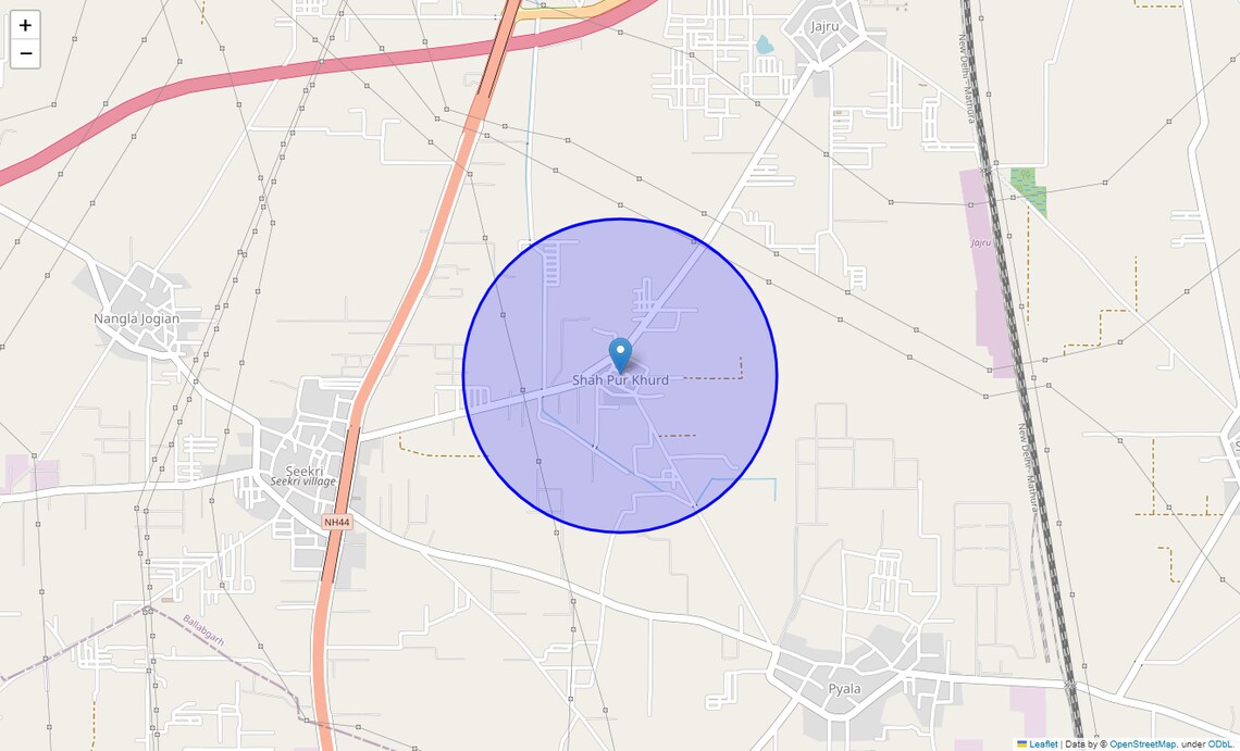 Location Map of Sahapur Khurd, Faridabad