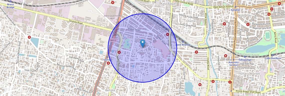 Location Map of Sahapur, Kolkata