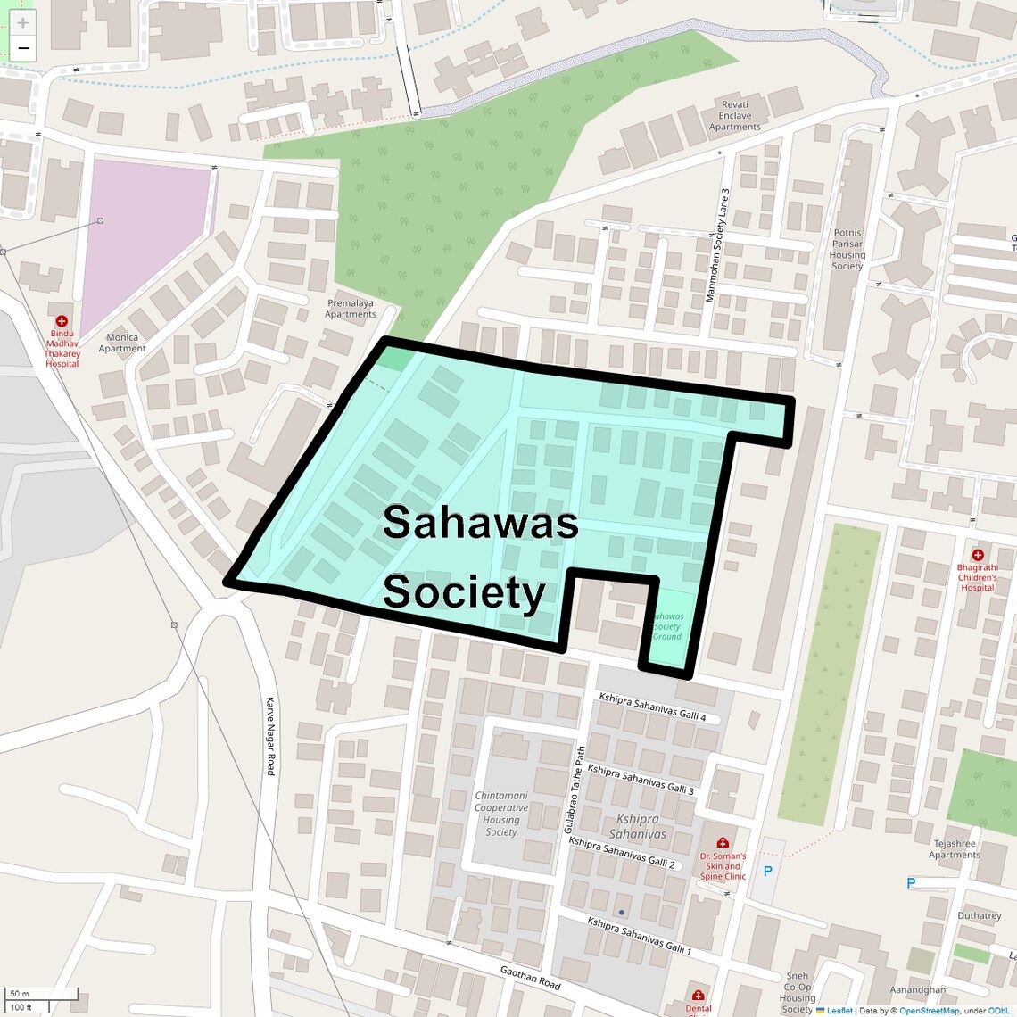 Location Map of Sahawas Society, Pune