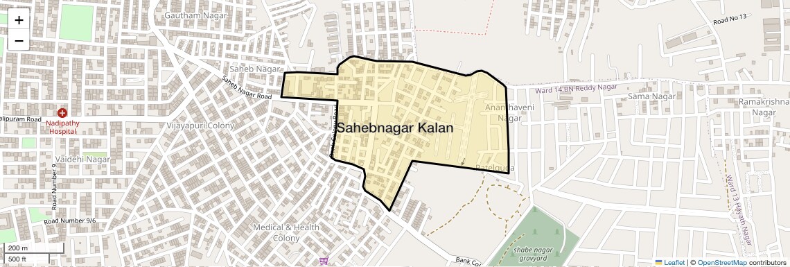 Location Map of Sahebnagar Kalan, Hyderabad