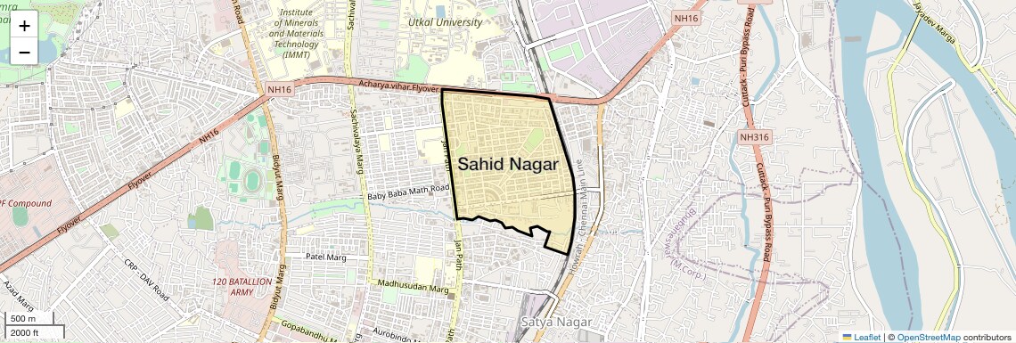 Location Map of Sahid Nagar, Bhubaneswar