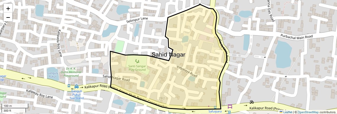 Location Map of Sahid Nagar, Kolkata