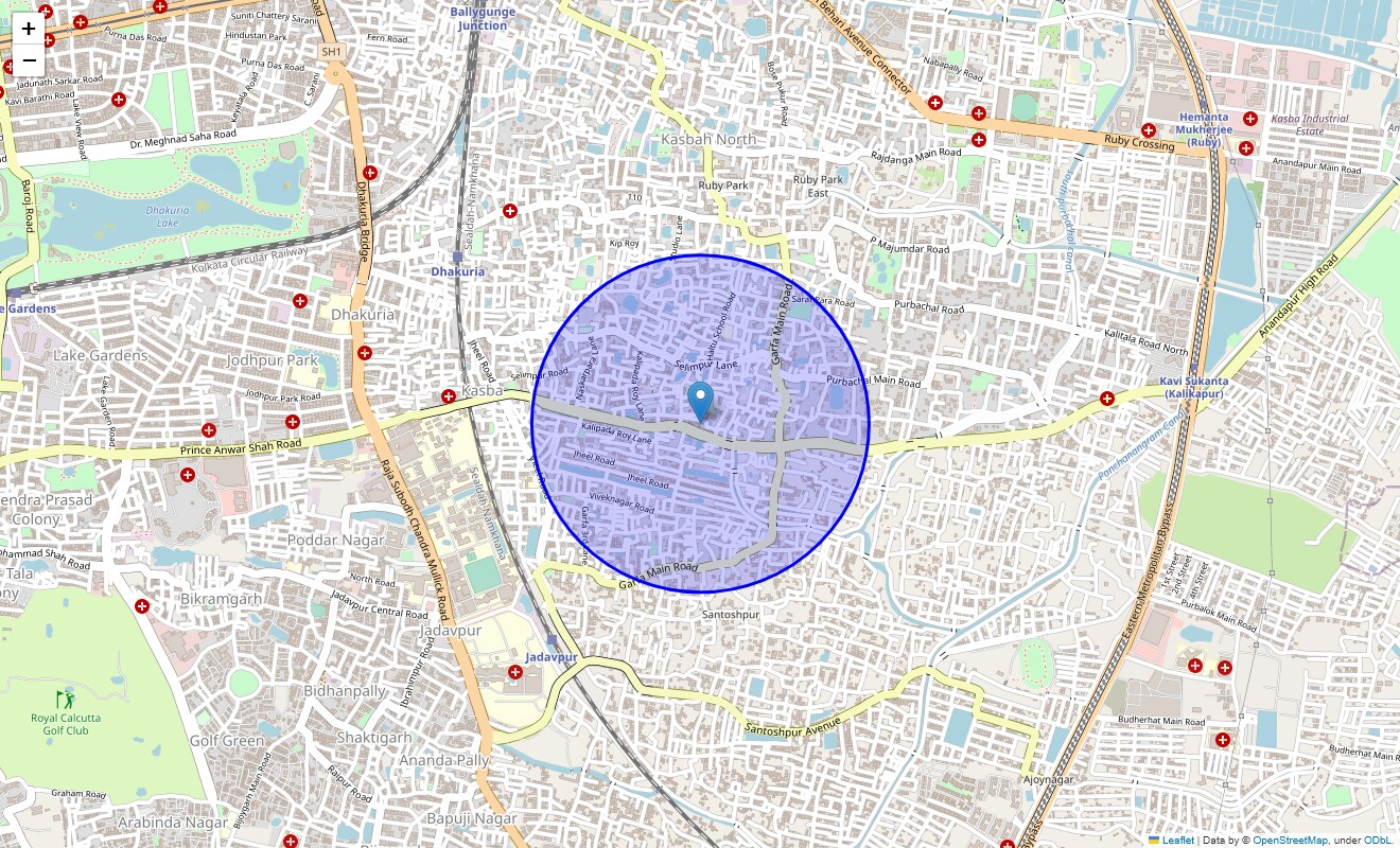 Location Map of Sahid Nagar, Kolkata