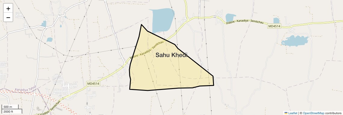 Location Map of Sahu Khedi, Indore
