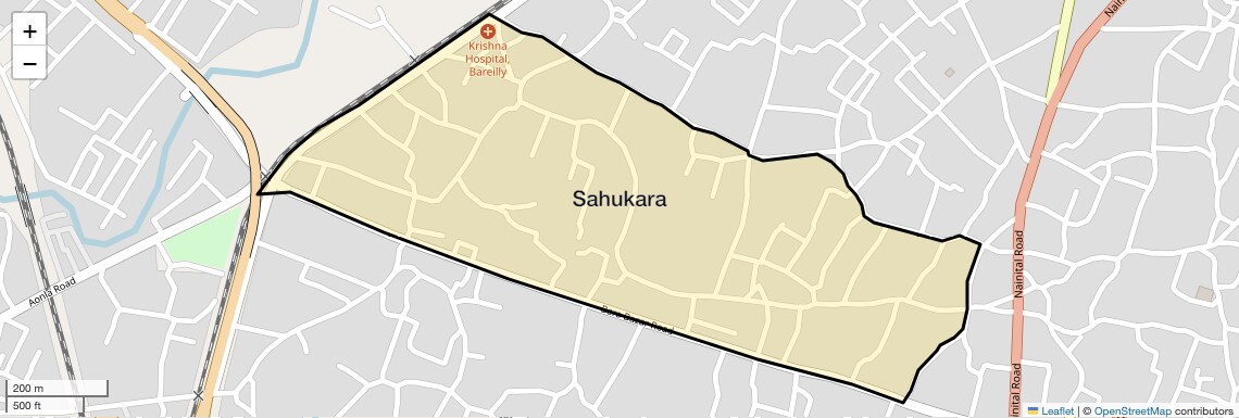 Location Map of Sahukara, Bareilly