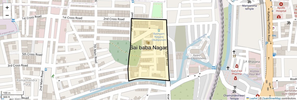 Location Map of Sai baba Nagar, Bangalore
