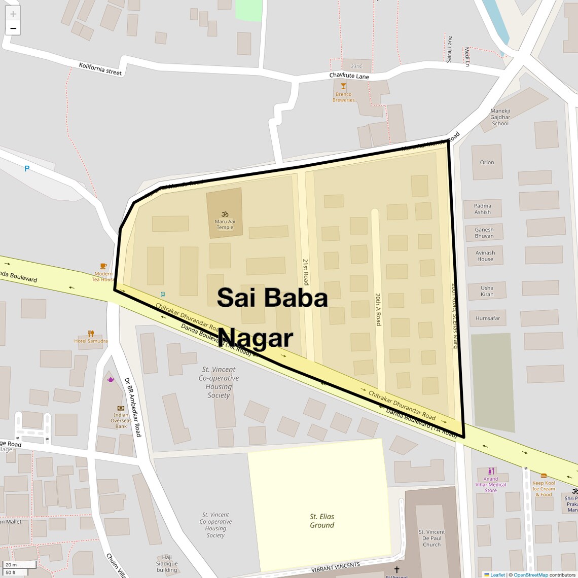 Location Map of Sai Baba Nagar, Mumbai