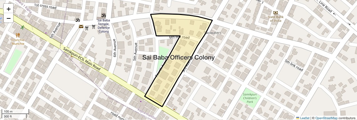 Location Map of Sai Baba Officers Colony, Hyderabad