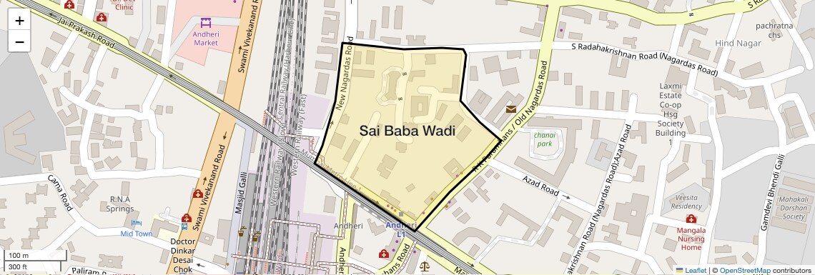 Location Map of Sai Baba Wadi, Mumbai