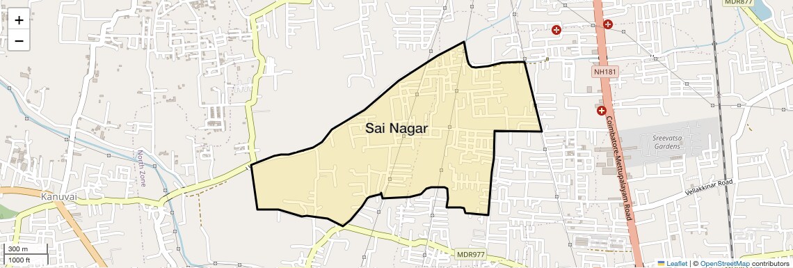 Location Map of Sai Nagar, Coimbatore