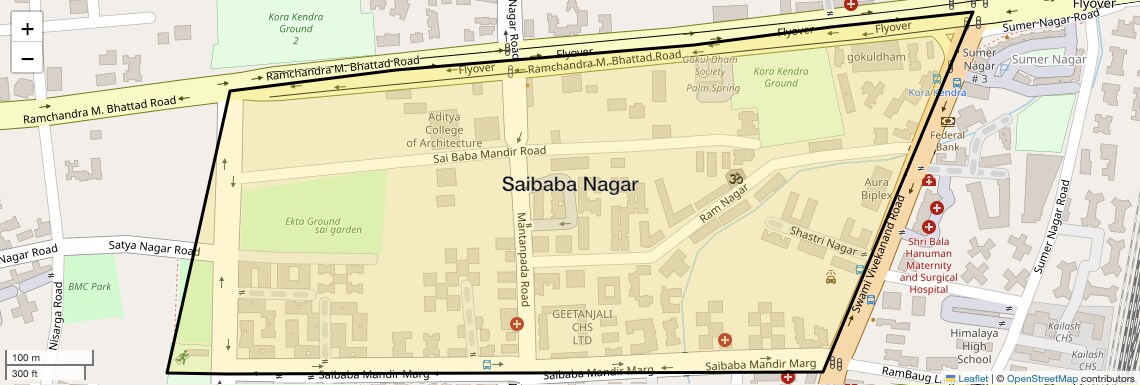Location Map of Saibaba Nagar, Mumbai