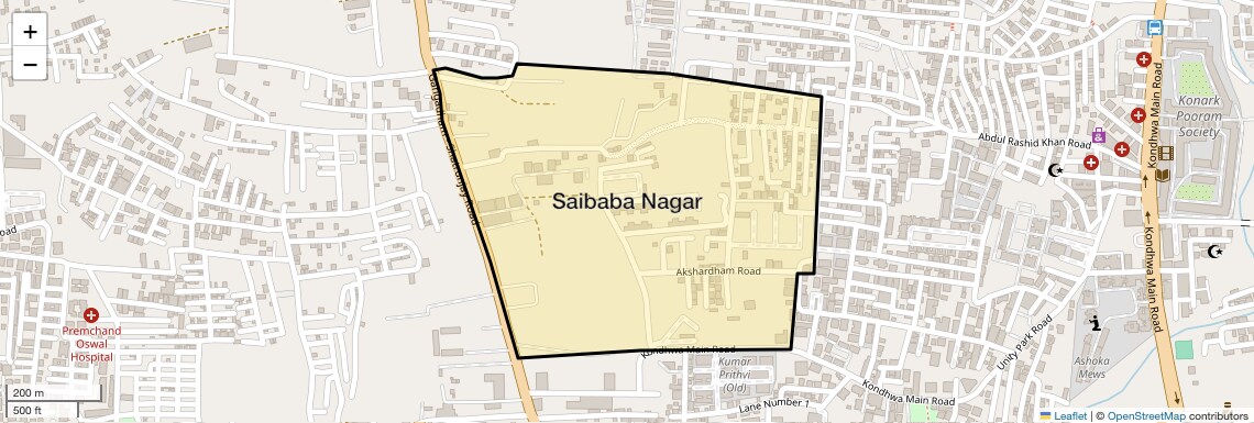 Location Map of Saibaba Nagar, Pune