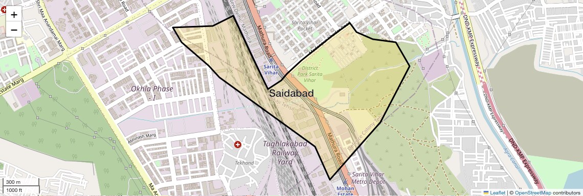Location Map of Saidabad, Delhi