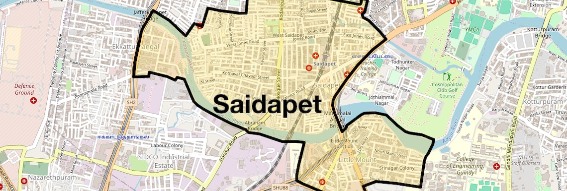 Location Map of Saidapet, Chennai