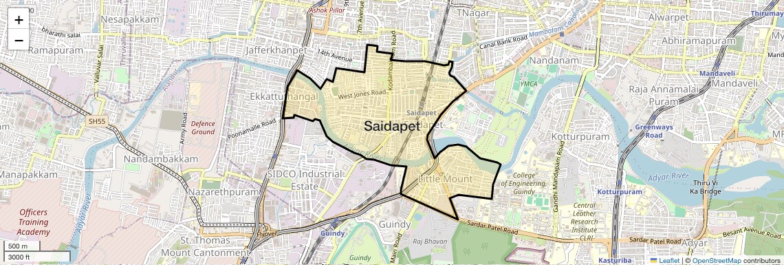 Location Map of Saidapet, Chennai