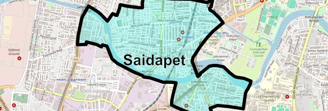 Location Map of Saidapet, Chennai