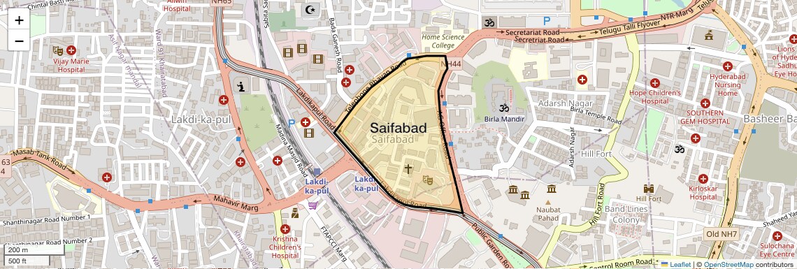 Location Map of Saifabad, Hyderabad