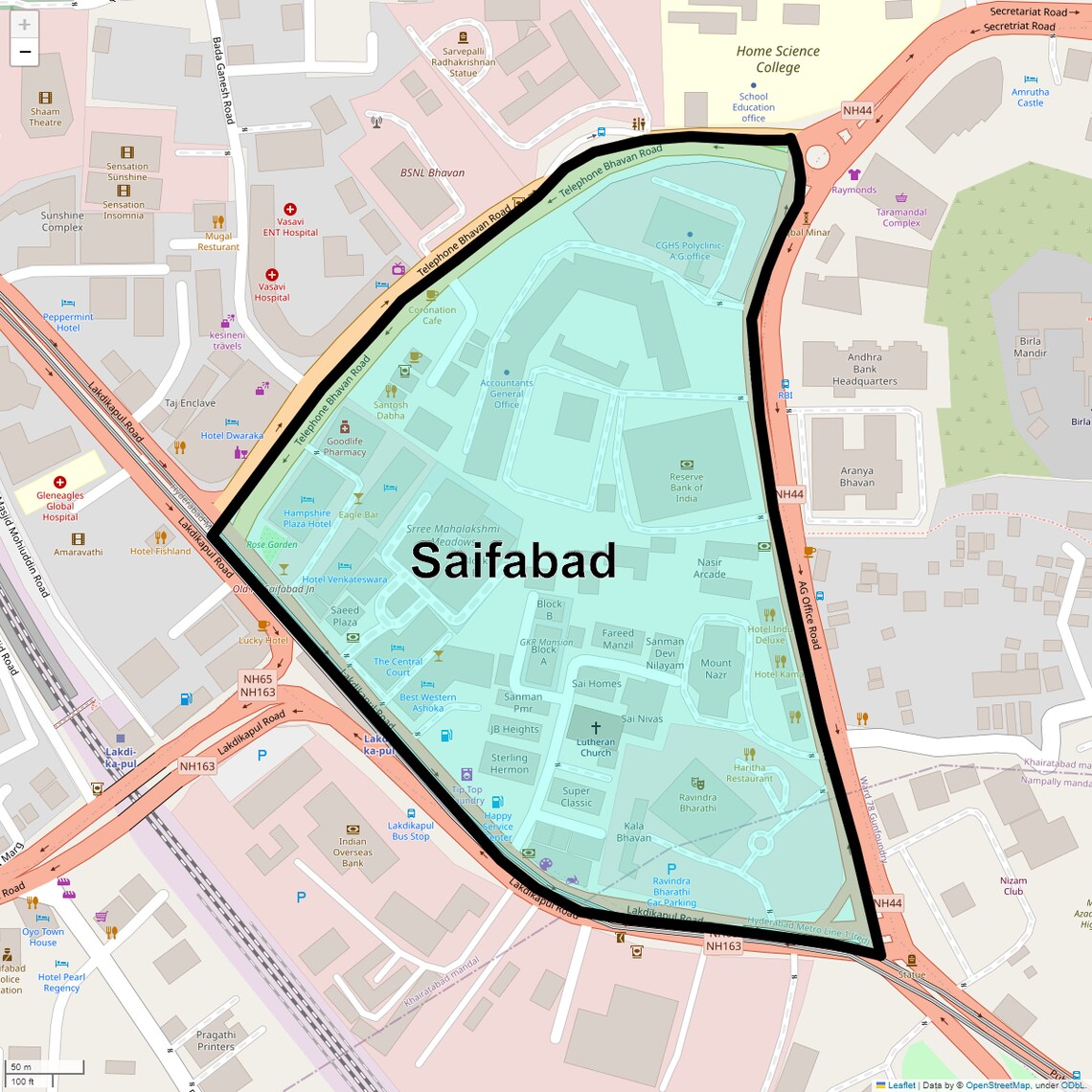 Location Map of Saifabad, Hyderabad