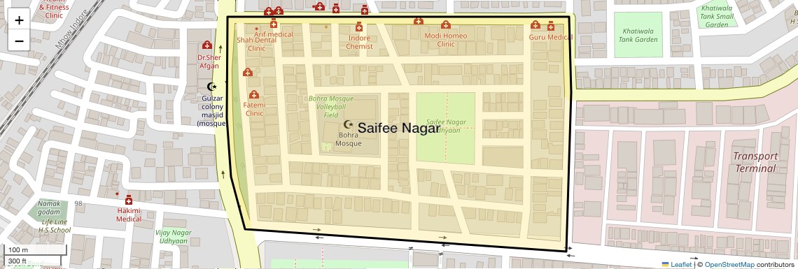 Location Map of Saifee Nagar, Indore