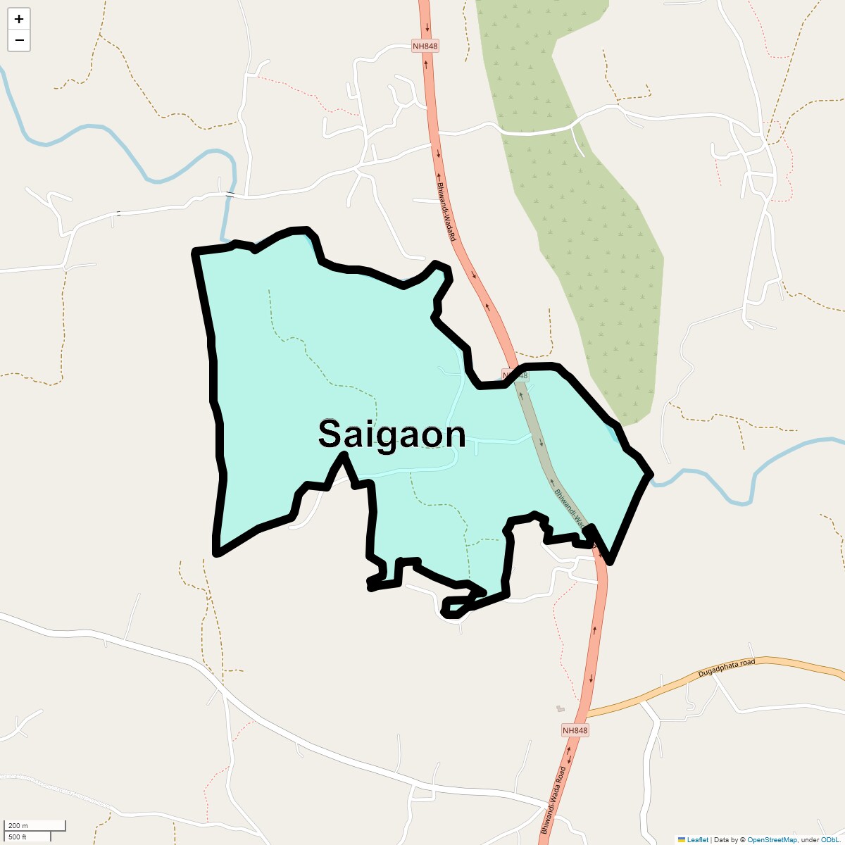 Location Map of Saigaon, Thane