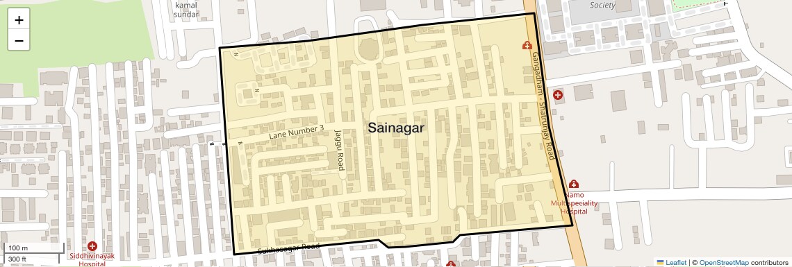 Location Map of Sainagar, Pune