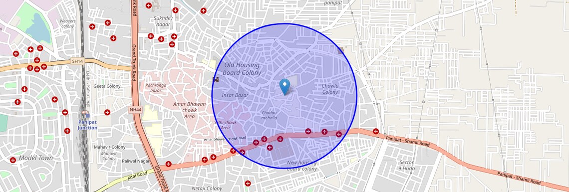 Location Map of Saini Colony, Panipat