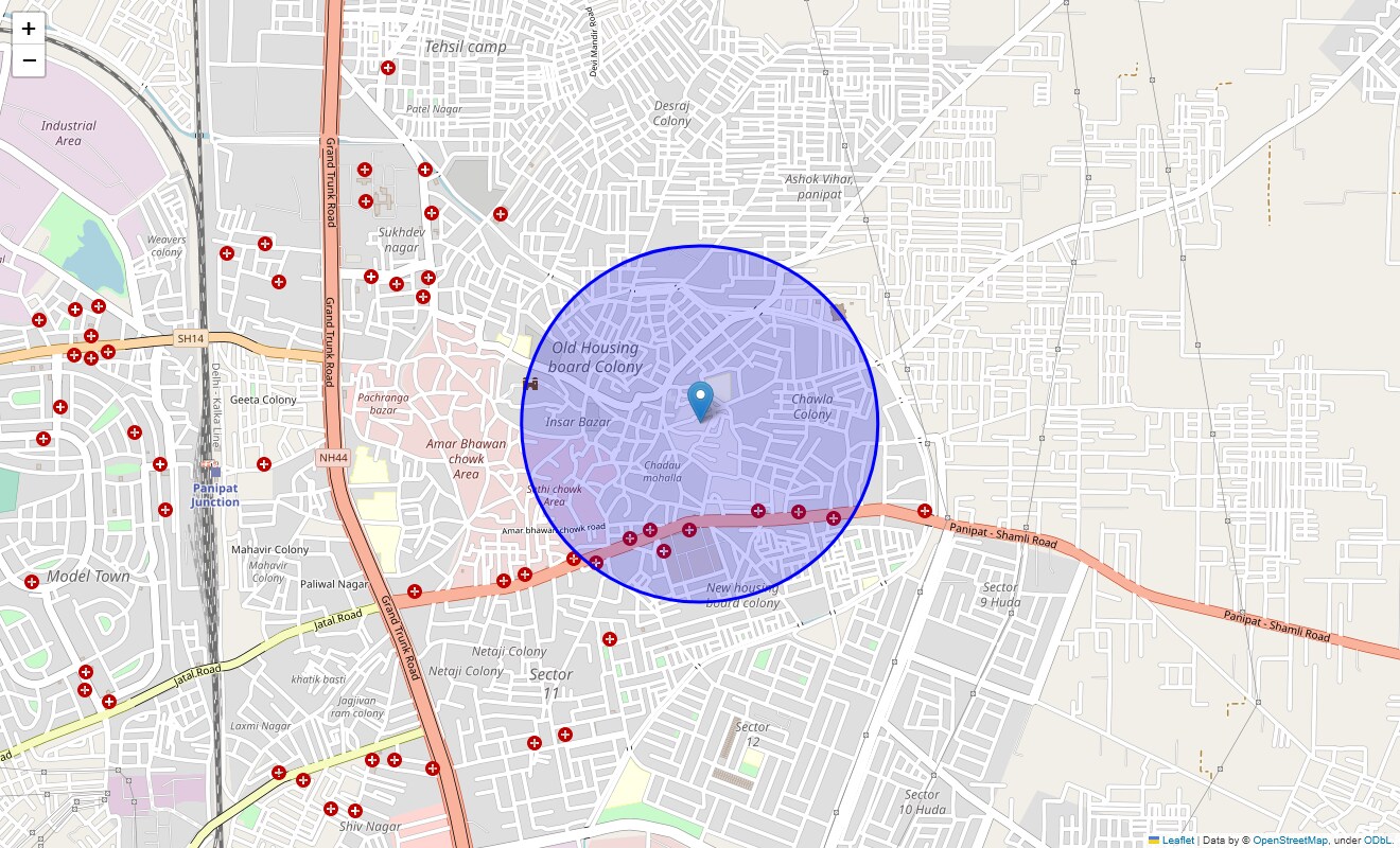 Location Map of Saini Colony, Panipat
