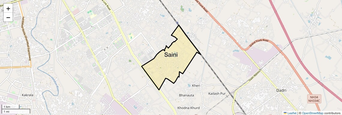 Location Map of Saini, Greater Noida