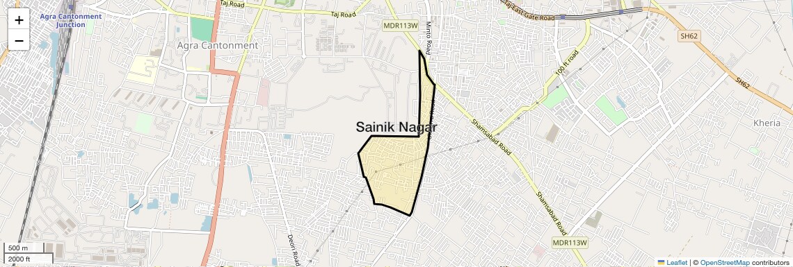 Location Map of Sainik Nagar, Agra