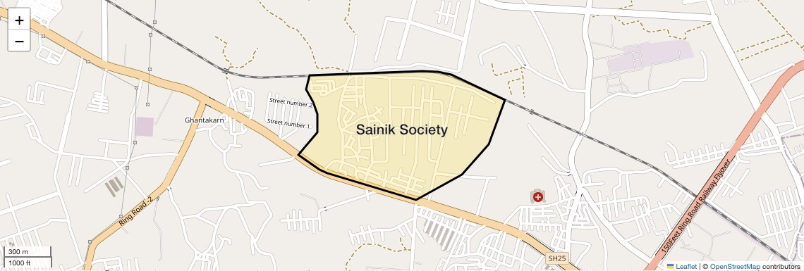 Location Map of Sainik Society, Rajkot