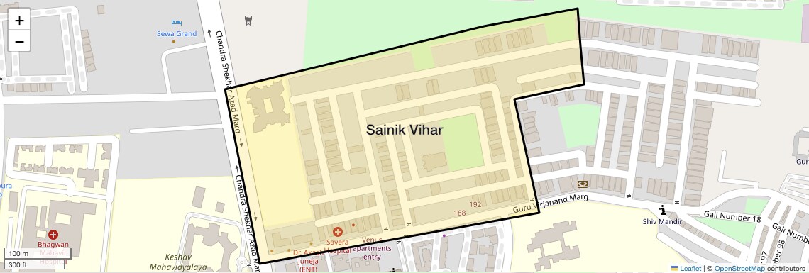 Location Map of Sainik Vihar, Delhi