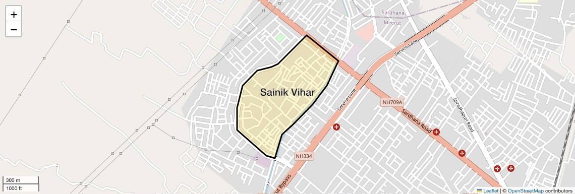 Location Map of Sainik Vihar, Meerut