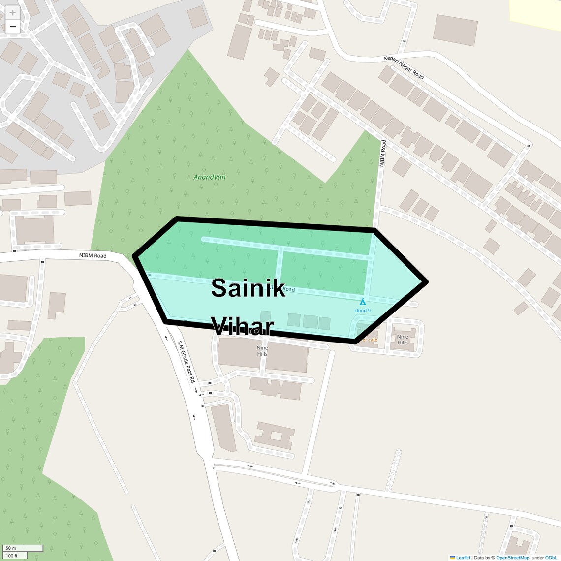 Location Map of Sainik Vihar, Pune