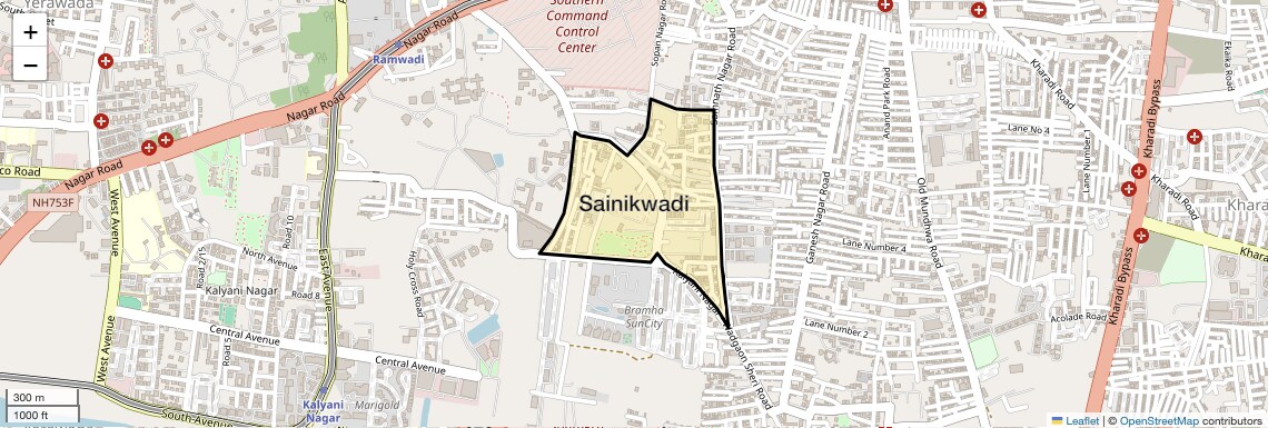 Location Map of Sainikwadi, Pune